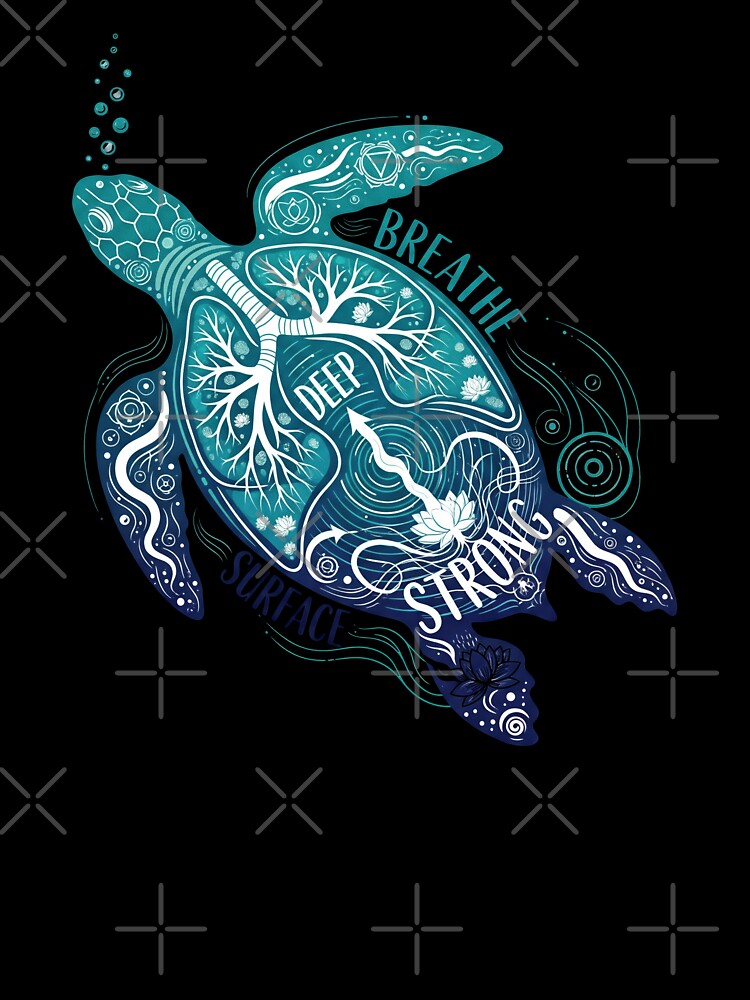Breathe Deep Surface Strong Yoga Lungs Turtle by zoughlal