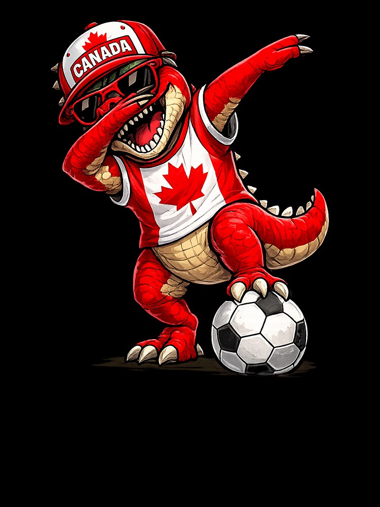 Funny T Rex Maple Leaf Canadian Flag Dabbing Soccer by QuiteOrbit