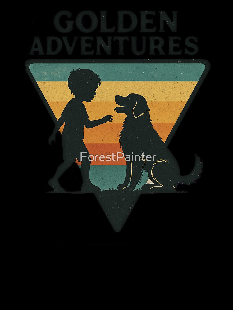Golden Adventure – Kids and Retriever Retro by ForestPainter
