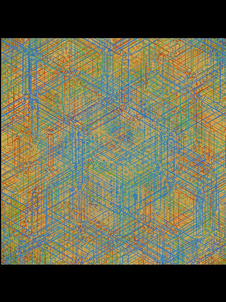 Abstract Isometric Geometry Maze – Retro Futuristic Blueprint Art by vasanthrajark