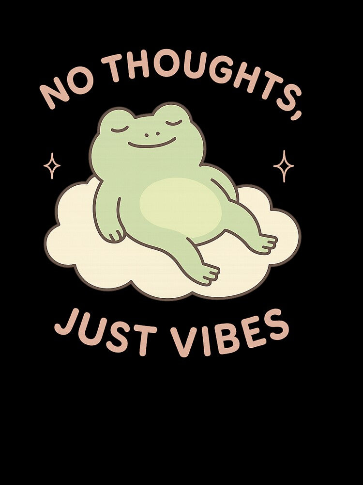 No Thoughts Just Vibes – Minimalist Funny Animal Sticker for Lazy Days & Chill Moods by Designeerguy