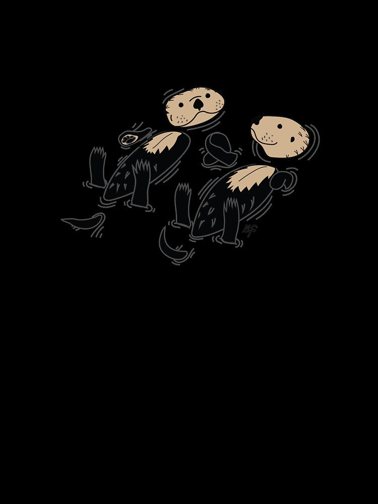 Happy Otters Holding Hands by m-cronin-arts