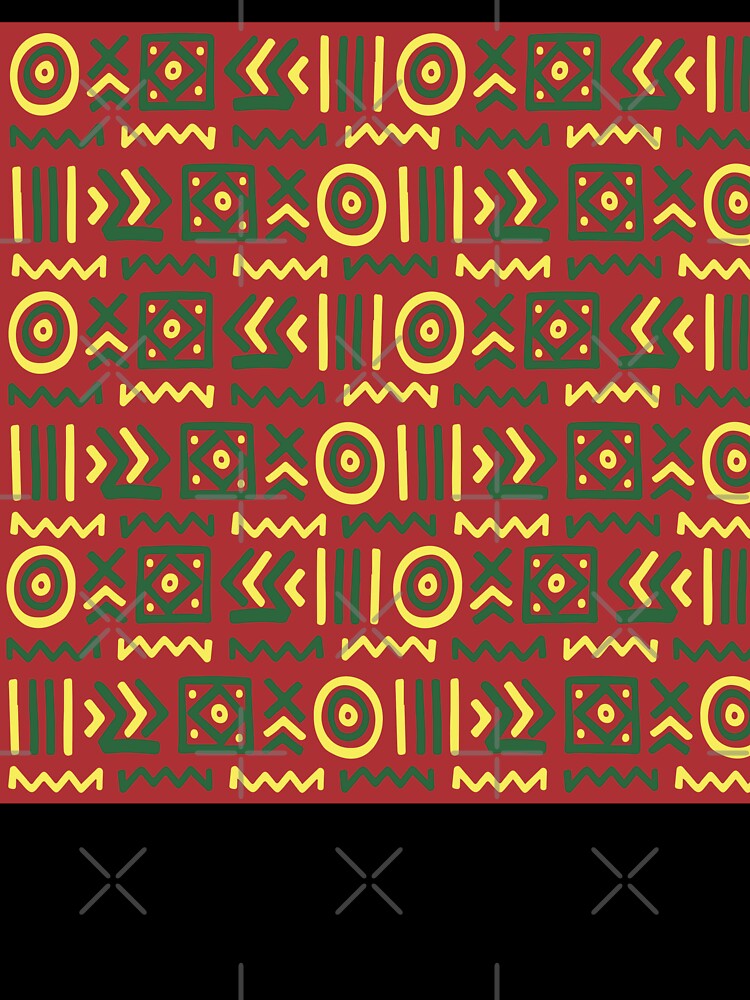Authentic Bogolan pattern yellow red green by Wolagno
