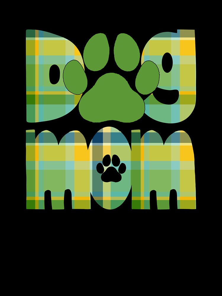 Dog Mom Green Blue Yellow Plaid by HeidiMyersArt