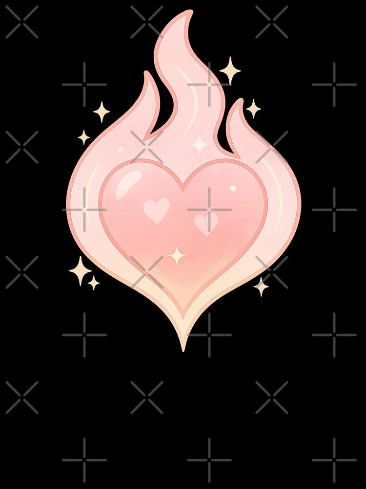 Rose Quartz Heart Flame | Kawaii Crystal Heart Sticker | Soft Girl Manifestation | Divine Feminine Healing Art by HerDreamCodes