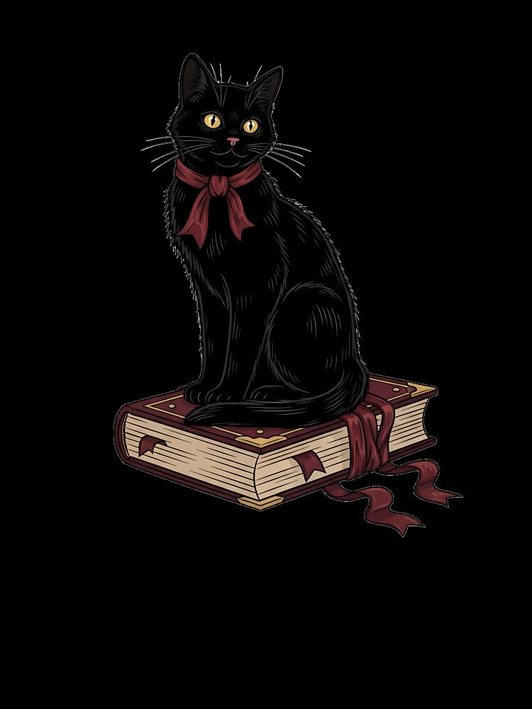 Ribboned Spellbook Cat by IllumeInk