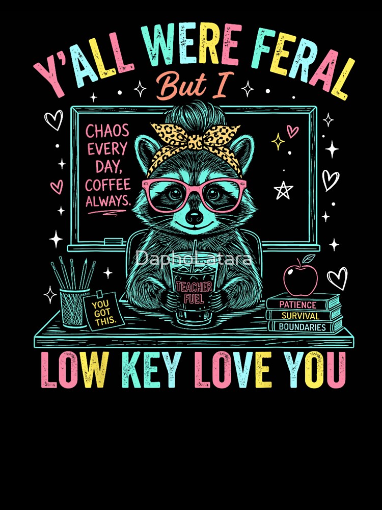 Funny Chaos Every Day Coffee Always Feral Raccoon Teacher Appreciation Design by DaphoLatara