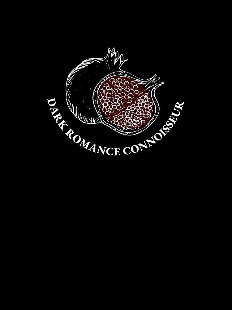 "dark romance connoisseur" kindle, pomegranate sticker by RomanceVibes