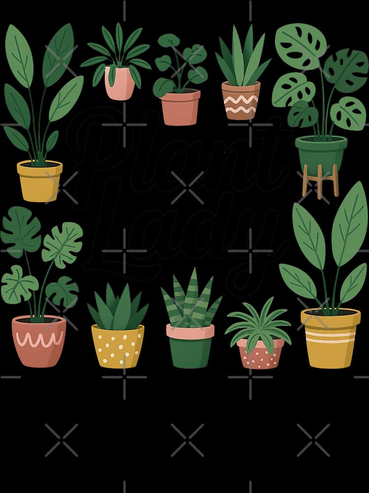 Plant Lady Typography with Potted Houseplants by ArtfulWeave