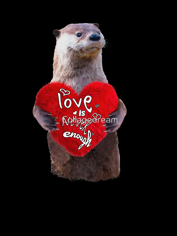 Otter and love, sweet red heart by Collagedream