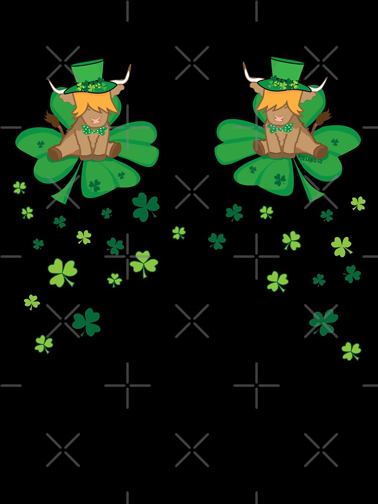 Scottish highland cow st patrick's day lucky shamrock boobiess by Ayelandco