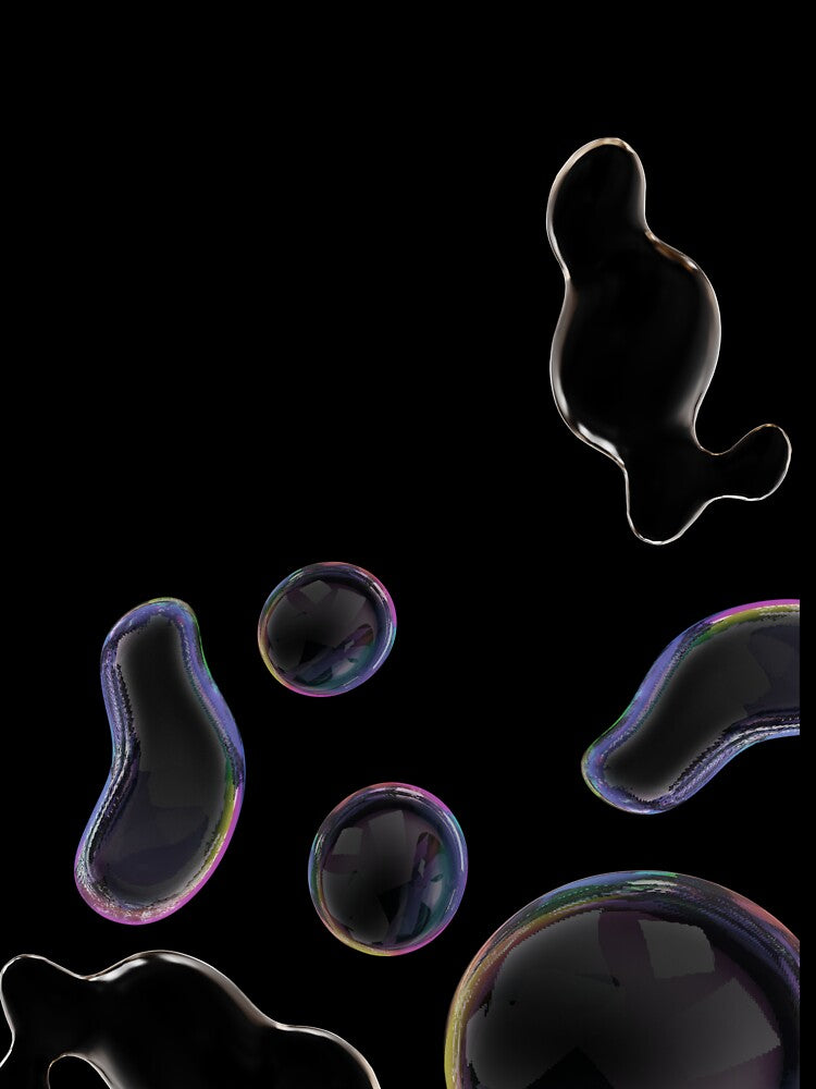 Soap Bubble Shapes – Iridescent Abstract on Black Poster by Levision