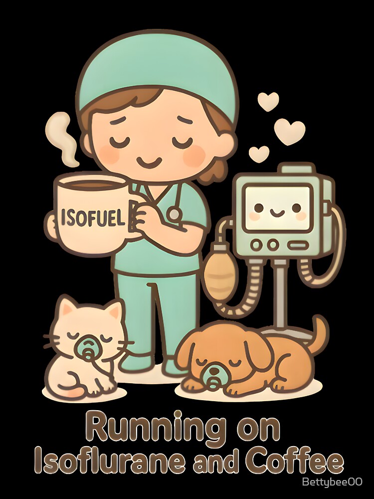 Running on Isoflurane and Coffee – Funny Veterinary Anesthesia Design by Bettybee00