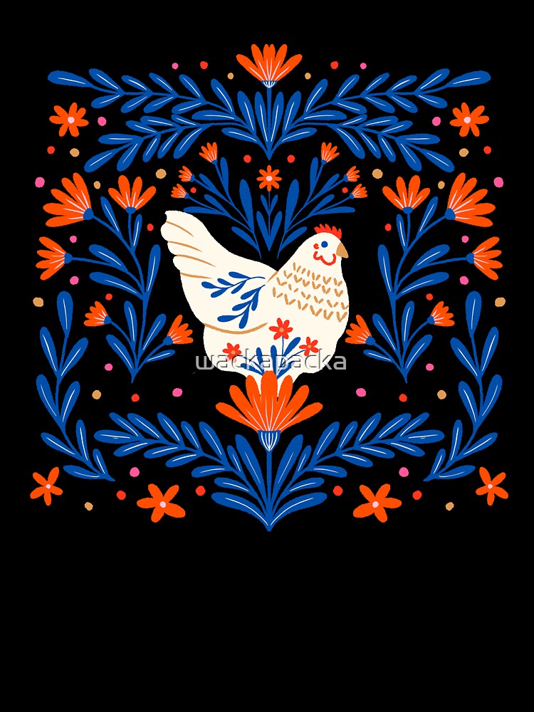Blooming Chicken - blue and orange by wackapacka