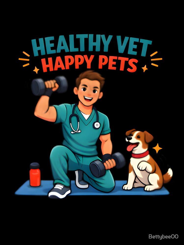 Healthy Vet Happy Pets Workout Shirt | Veterinary Fitness Lifestyle Collection Design by Bettybee00