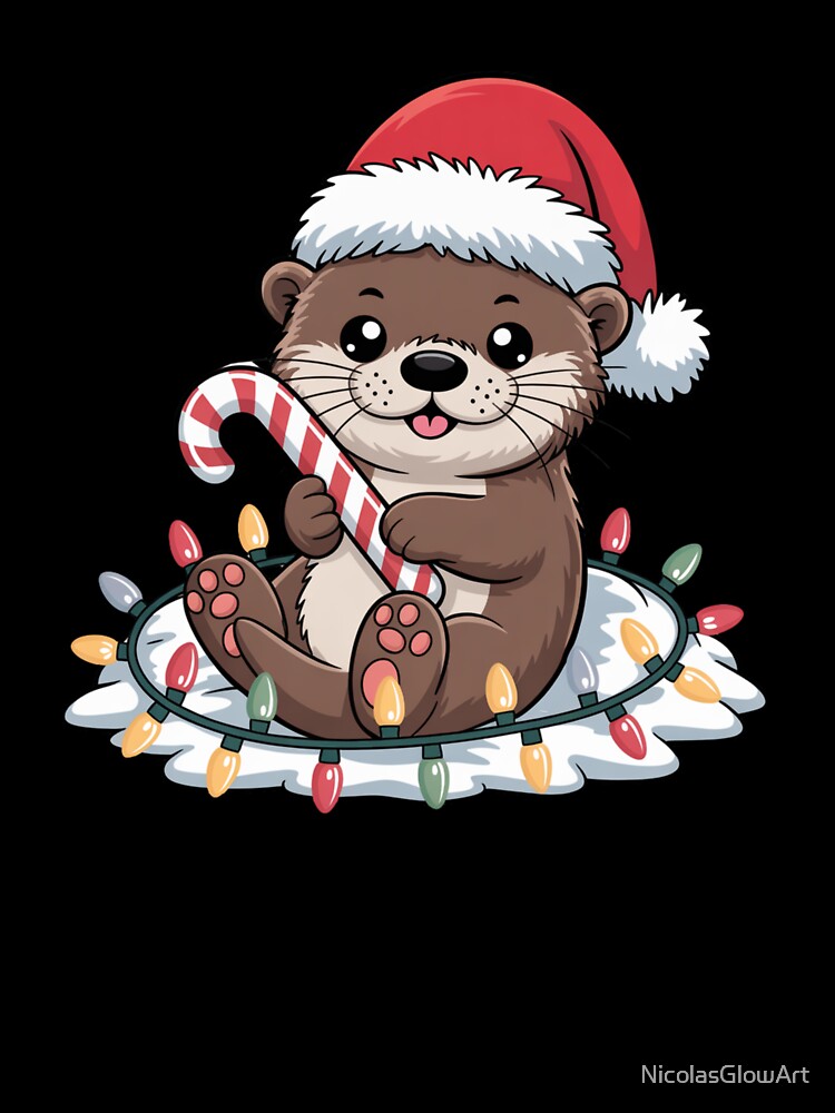 Otter and Candy Cane by NicolasGlowArt