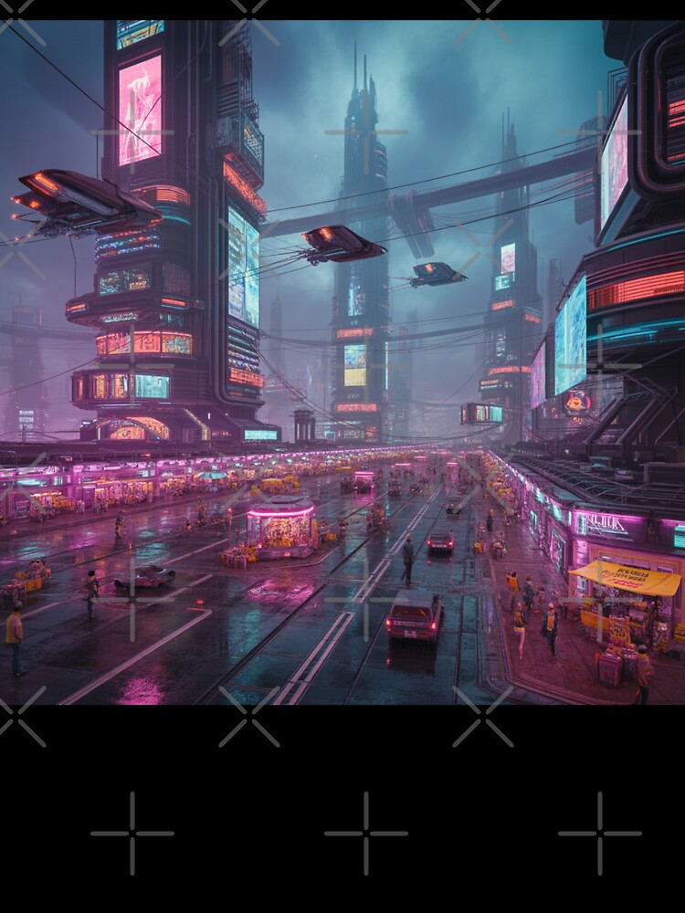 Neon-Lit Cyberpunk Metropolis at Eternal Dusk by Bilikaru