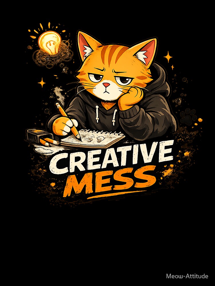 MISO | Creative Mess Funny Artist Cat T-Shirt & Sticker Design by Meow-Attitude