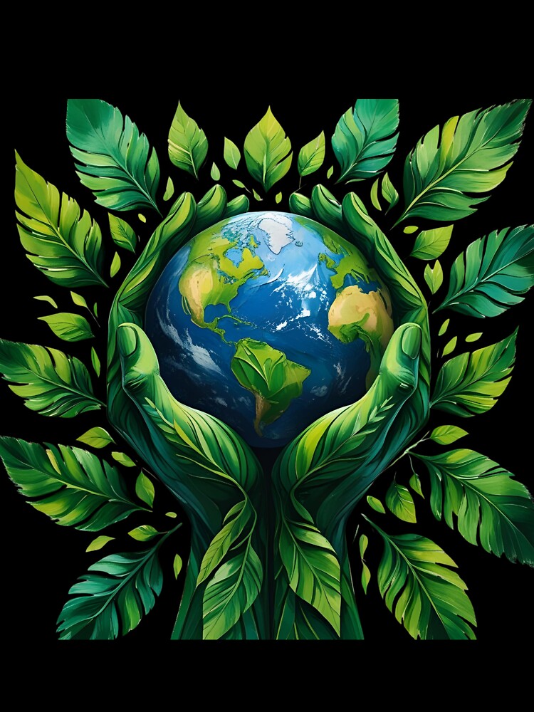 Earth First, Always – Eco-Friendly Planet and Leaf Illustration by modishwelt