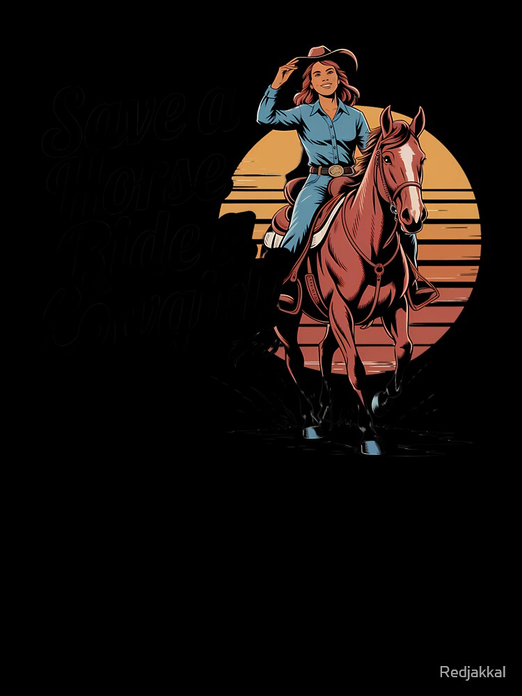 Save a Horse Ride a Cowgirl Vintage Western Funny Saying by Redjakkal