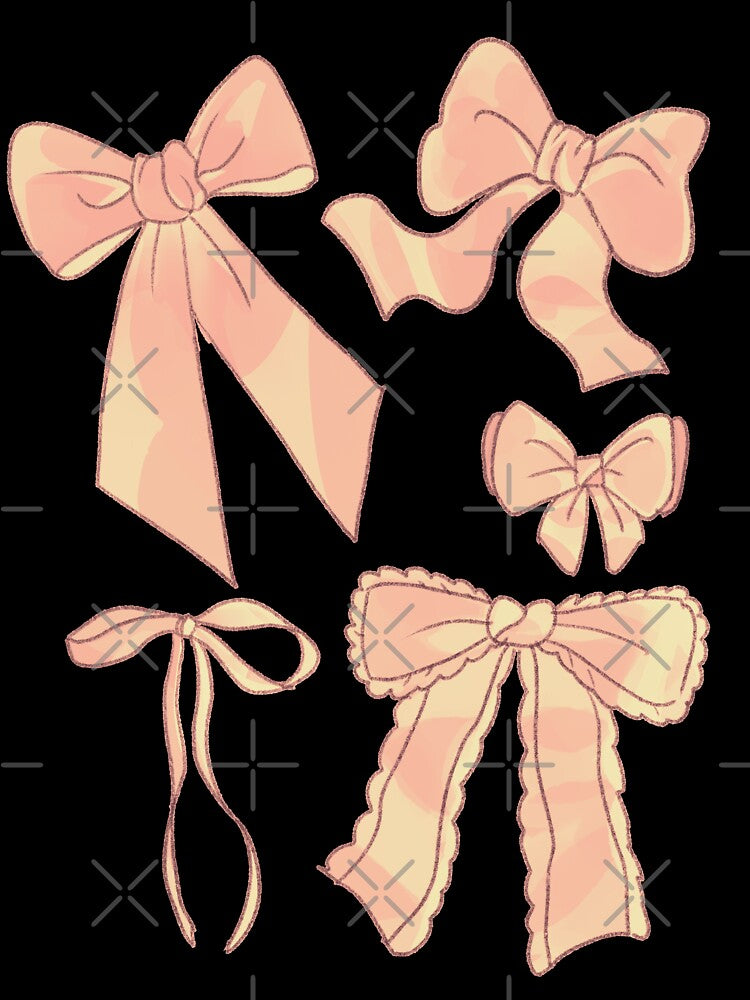 Variety of pastel golden bows coquette meme by Asutip