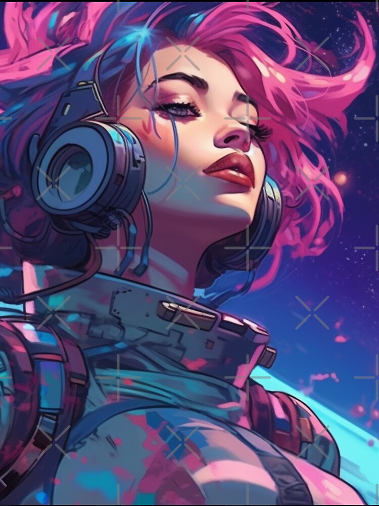 Vaporwave Cyberpunk Girl In Space by Nightarcade