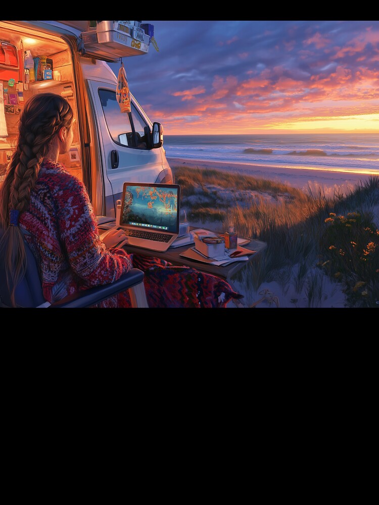Digital Nomad Dreams: Sunset at the Beach by ACuriousshoppe