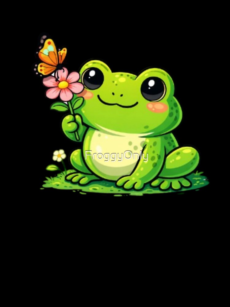 Frog and butterfly on a flower by FroggyOnly