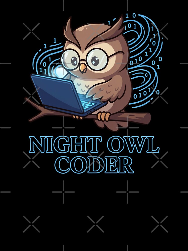 Night Owl Coder Funny Cartoon Graphic for Tech Professional by chattsuede