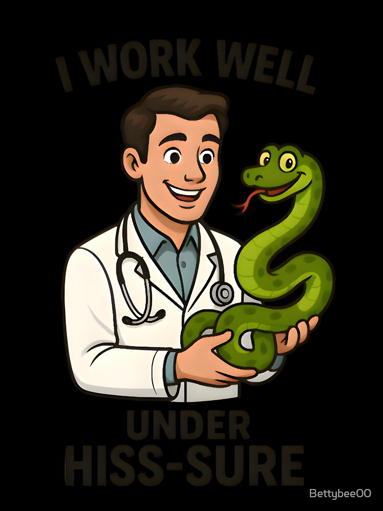 Work Well Under Hiss-sure – Funny Reptile Vet Design by Bettybee00