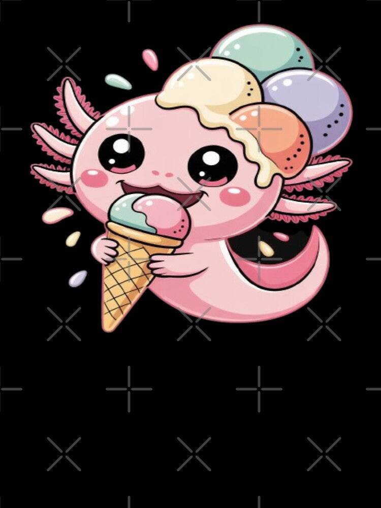 Cute Axolotl Eating Ice Cream Kawaii by DailySparks