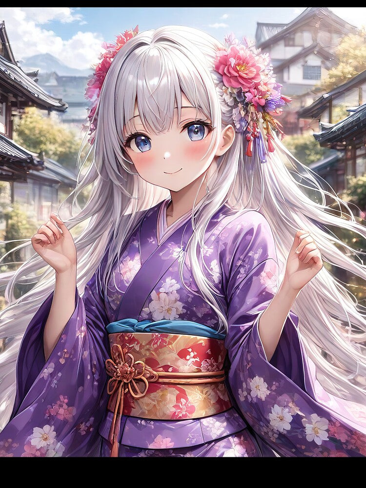 Anime girl in kimono in Chinese temples art by TheArtistOf2022