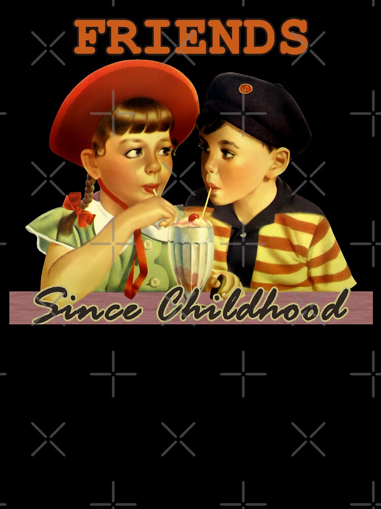 Vintage Girl And Boy Nostalgic Retro Feeling Childhood Friends by LashCreations