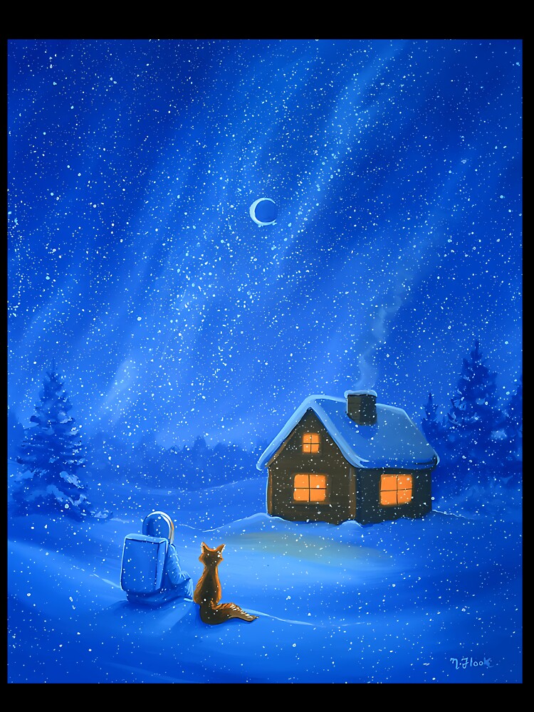 Surreal Winter Cabin Dreamcore Art by cxjrusdkc4