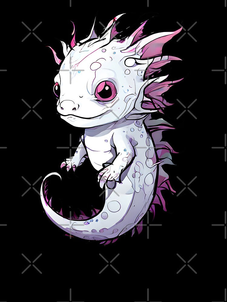 Cute Pink Axolotl with Bright Pink Fins Art by RetroPop23