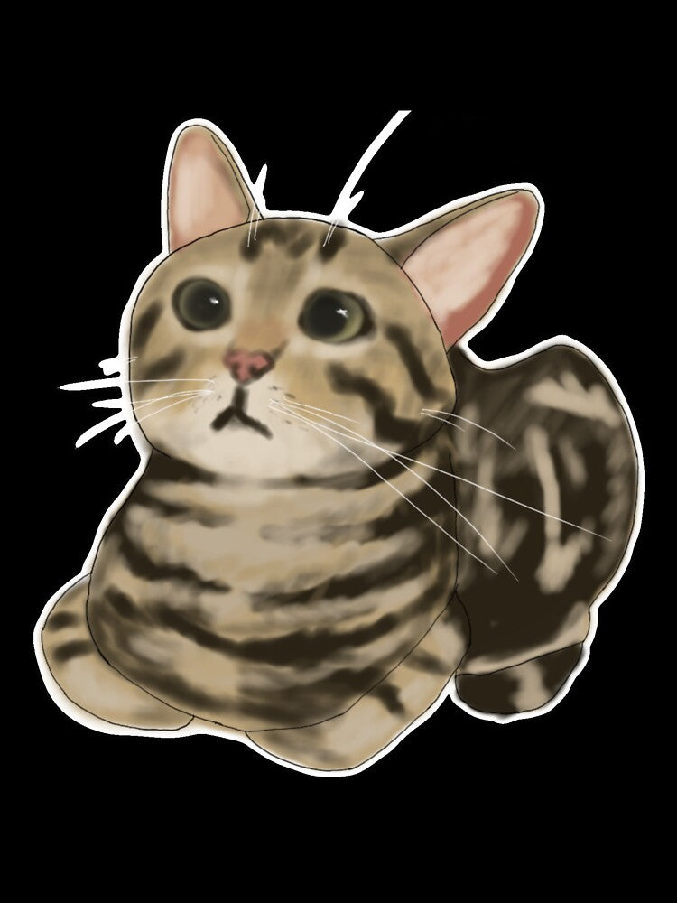 Brown tabby cat loafing by CreationsByBear