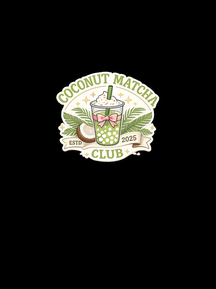 Coconut Matcha Club Tropical Boba Tea Aesthetic Design by Aura.Creative