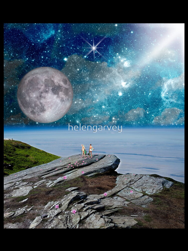 Beach couple in retro space collage by helengarvey