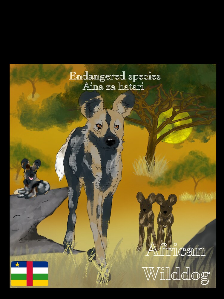 African Wild Dog Illustration – Endangered Species Wildlife Art by ShaggyArtist