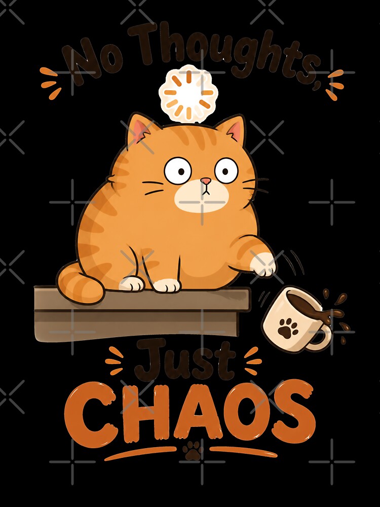 No Thoughts Just Chaos Funny Orange Cat by Inspirahawke