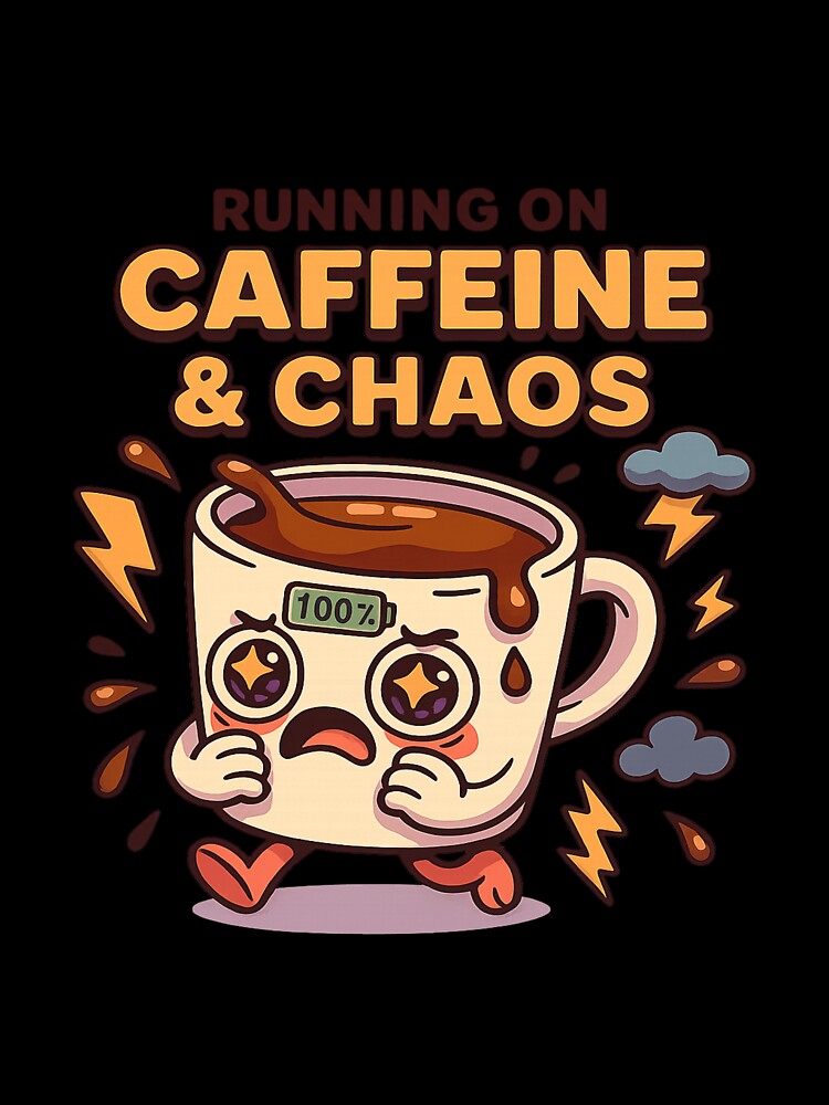 Running on Caffeine & Chaos – Hyper Coffee Cartoon Design by Art-Tacos