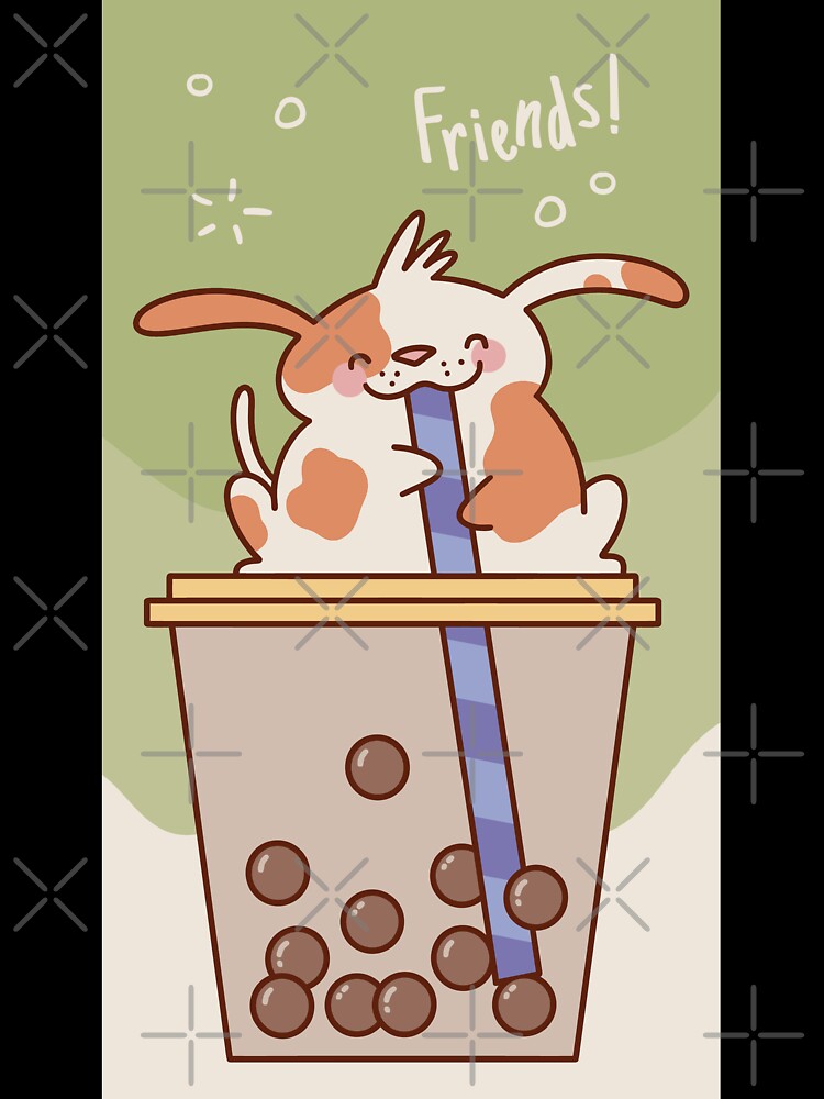 Kawaii rabbit and Bobba tea Phone cover and stickers by GulQari