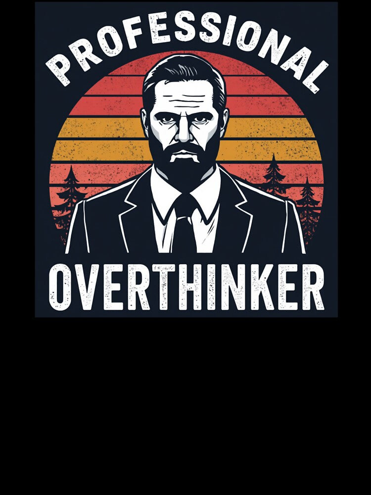 Professional Overthinker - Retro Sunset Business Man by LittleDreamInk