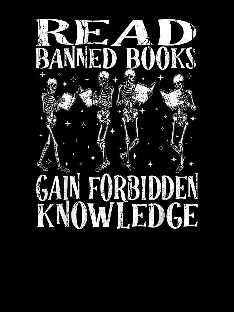 Read Banned Book Lover Skeleton Reading Librarian Halloween by kristianmkt