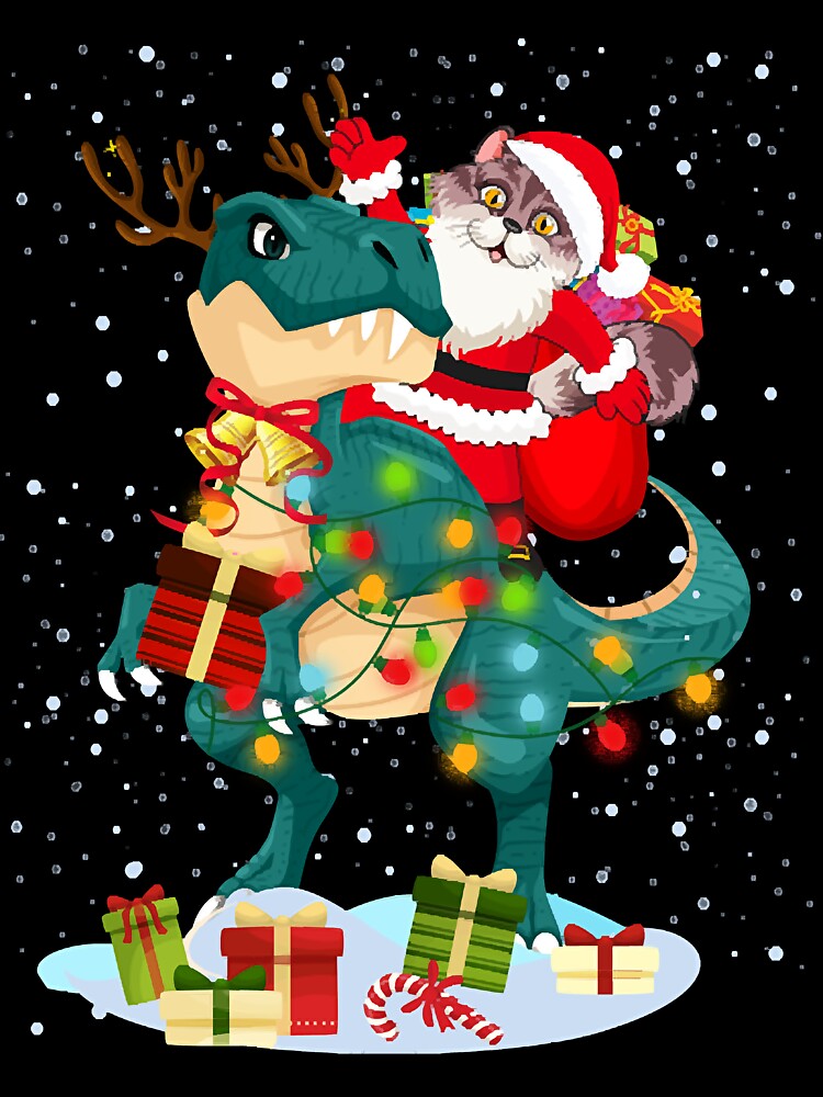 Cat Riding A Dinosaur For Christmas Tee Who Wants Xmas Gifts by singh130