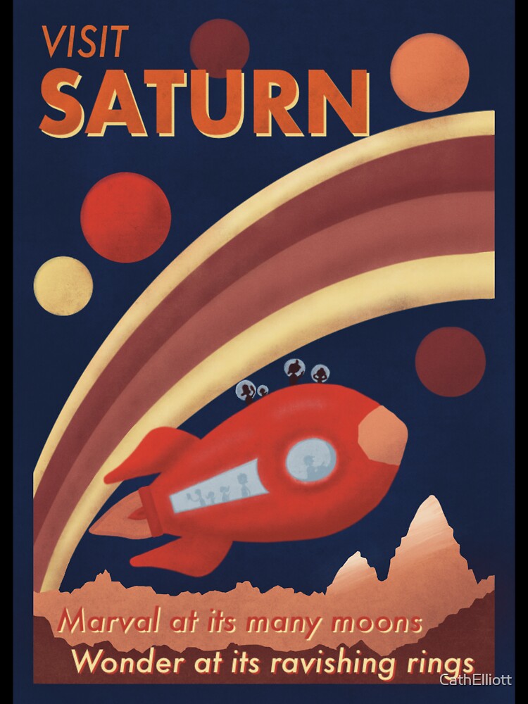 Retro space travel poster by Catherine Elliott Art