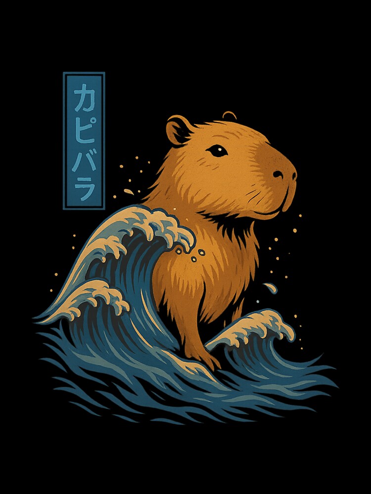 Capybara among Waves – Serenity in the Chaos of the Sea by Capybarastore_77