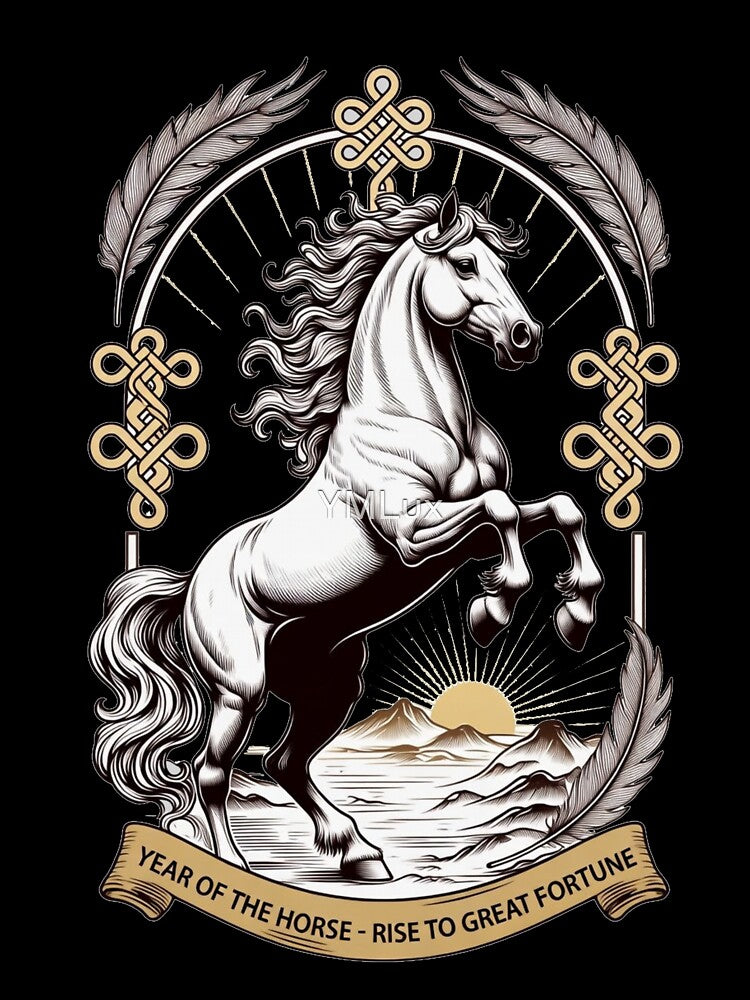 Year of the Horse Triumph T Shirt, Ascend to Riches Mug, Lunar Zodiac Celebration Gift by YMLux