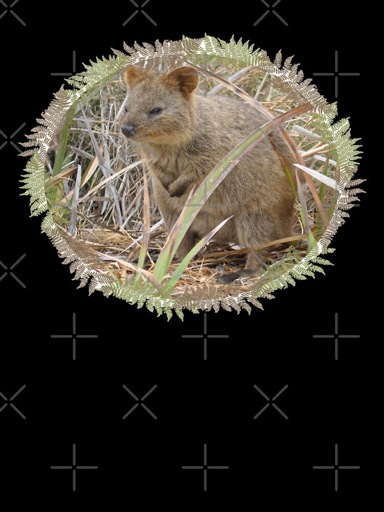 Cute Happy Quokka With Leave Round Circle Border by mewsis