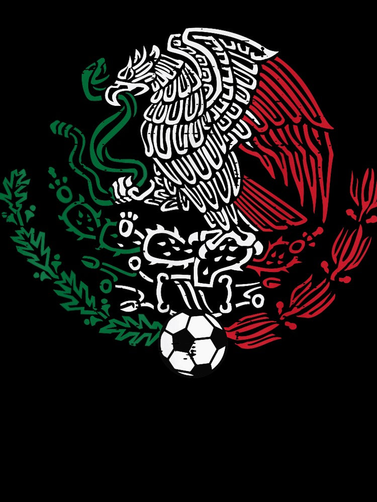 Mexican Flag Eagle And Snake Crest Vintage Distressed Football Soccer Design by YubitaLeLe